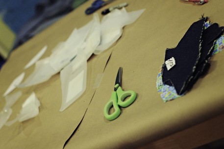 Plastic pieces are used for heel support (I used milk cartons)